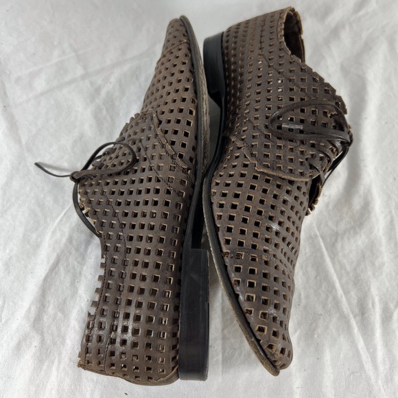 DOLCE & GABBANA Brown Perforated Leather Derby Shoes Made in Italy 8.5UK -9.5US - Picture 7 of 14